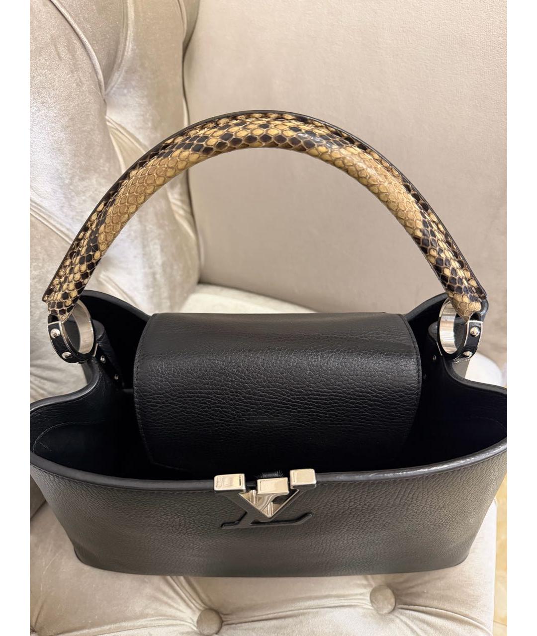 LOUIS VUITTON Черная кожаная сумка с короткими ручками, фото 6