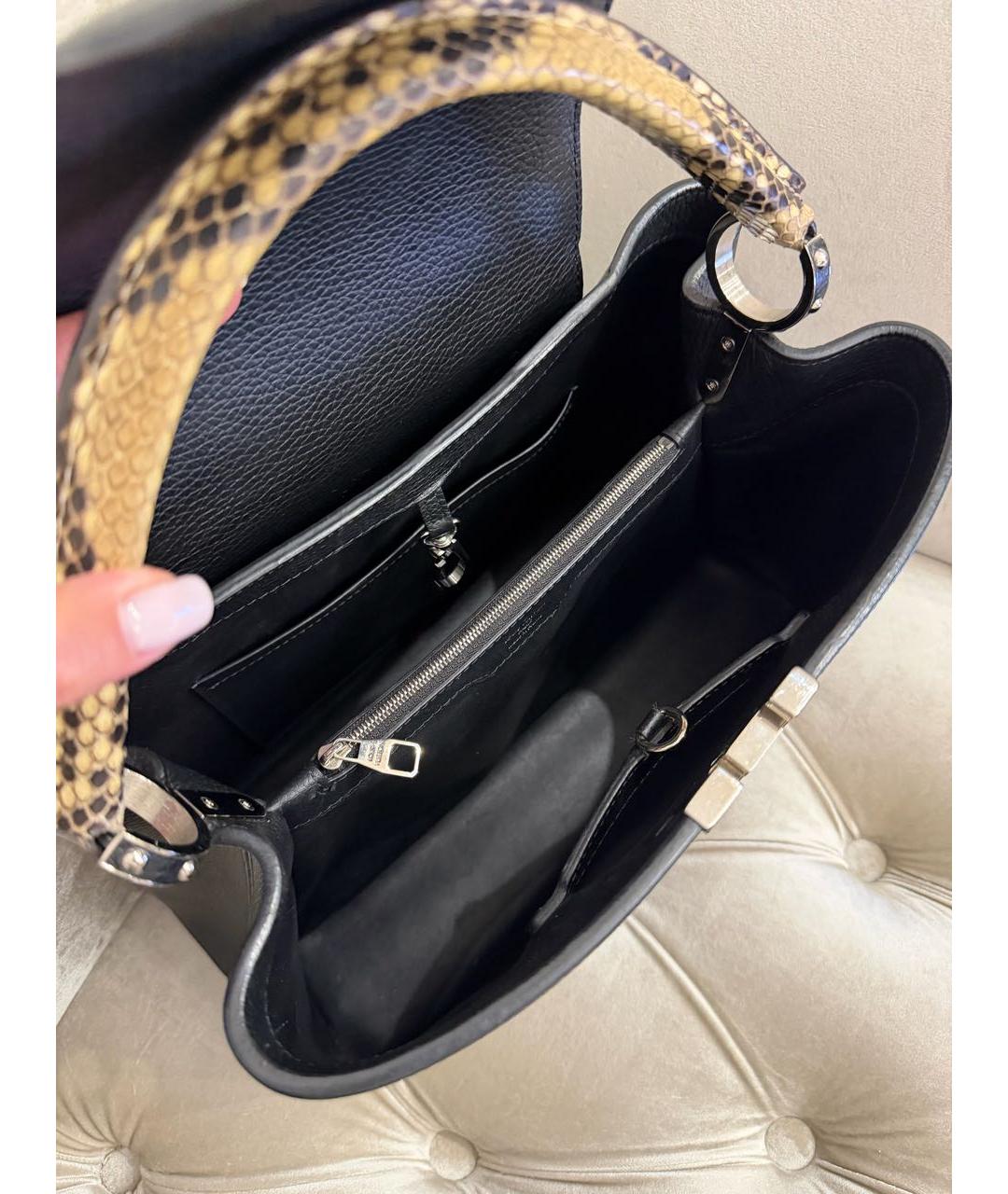 LOUIS VUITTON Черная кожаная сумка с короткими ручками, фото 4