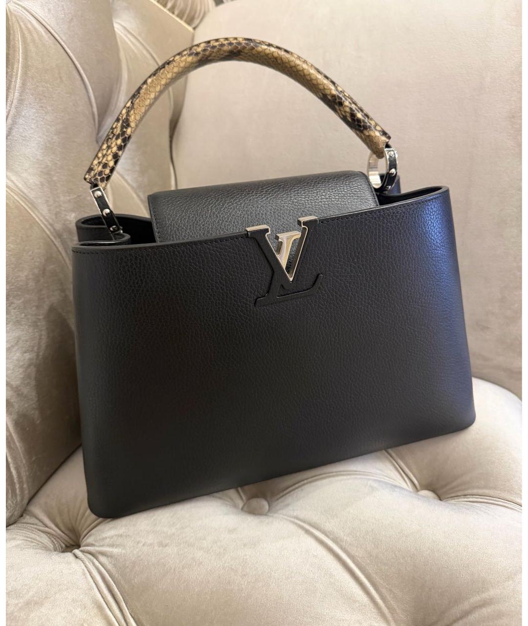 LOUIS VUITTON Черная кожаная сумка с короткими ручками, фото 2