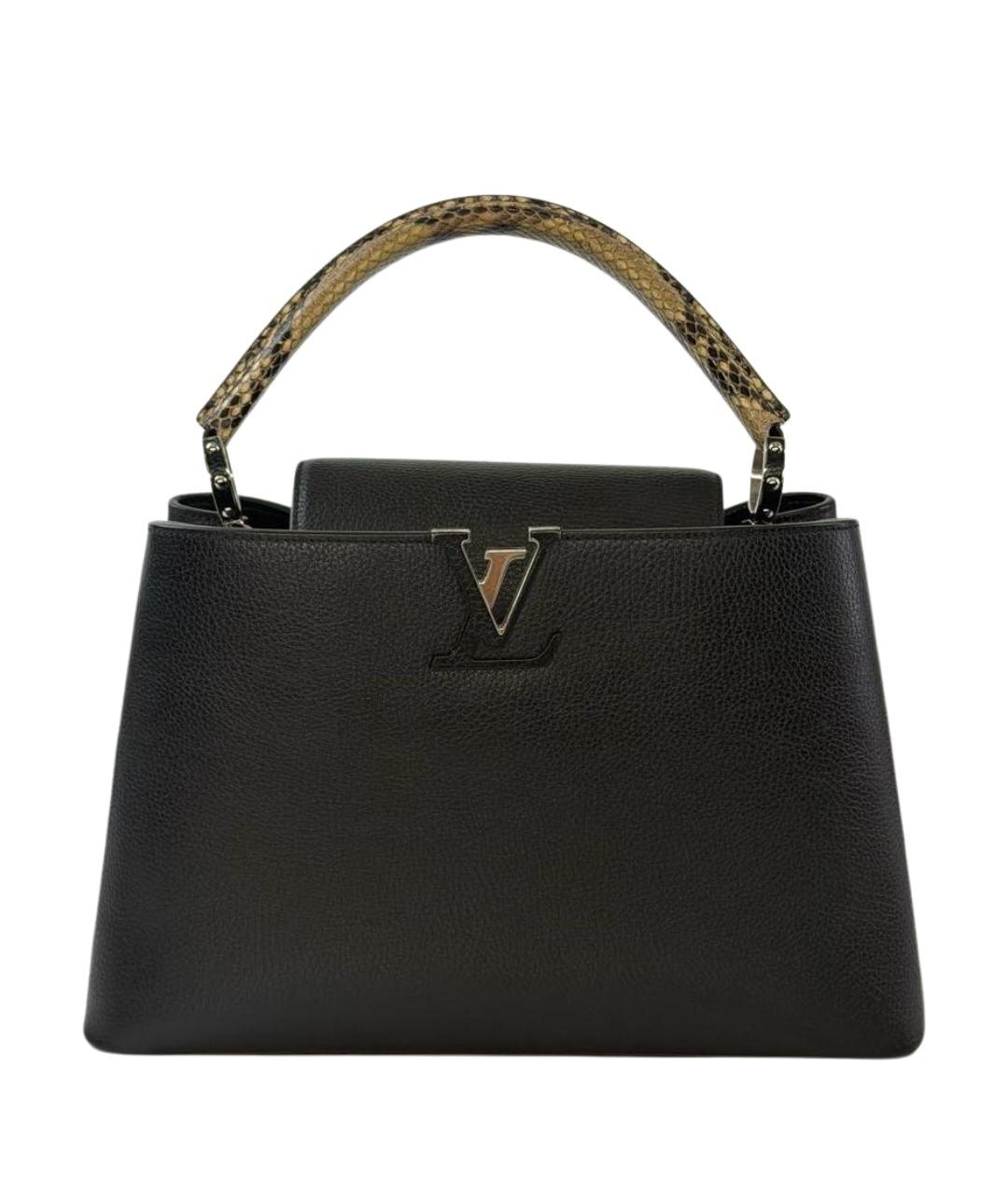 LOUIS VUITTON Черная кожаная сумка с короткими ручками, фото 1