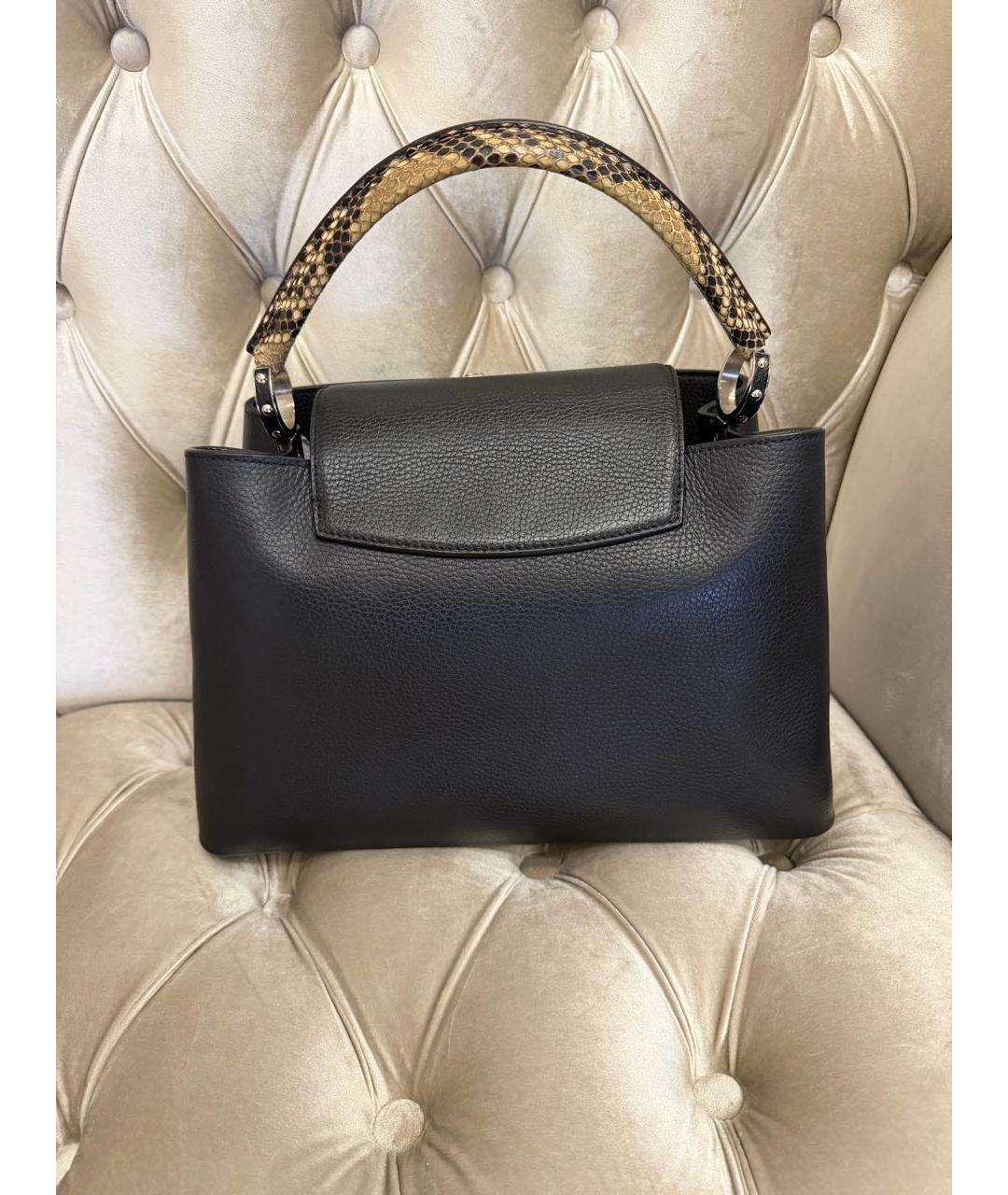 LOUIS VUITTON Черная кожаная сумка с короткими ручками, фото 3