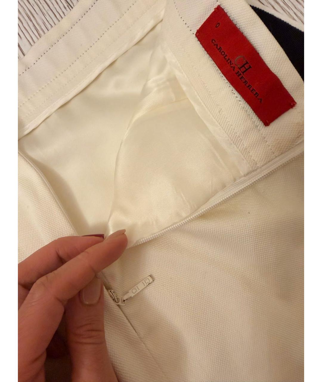 CAROLINA HERRERA Белая хлопковая юбка миди, фото 4