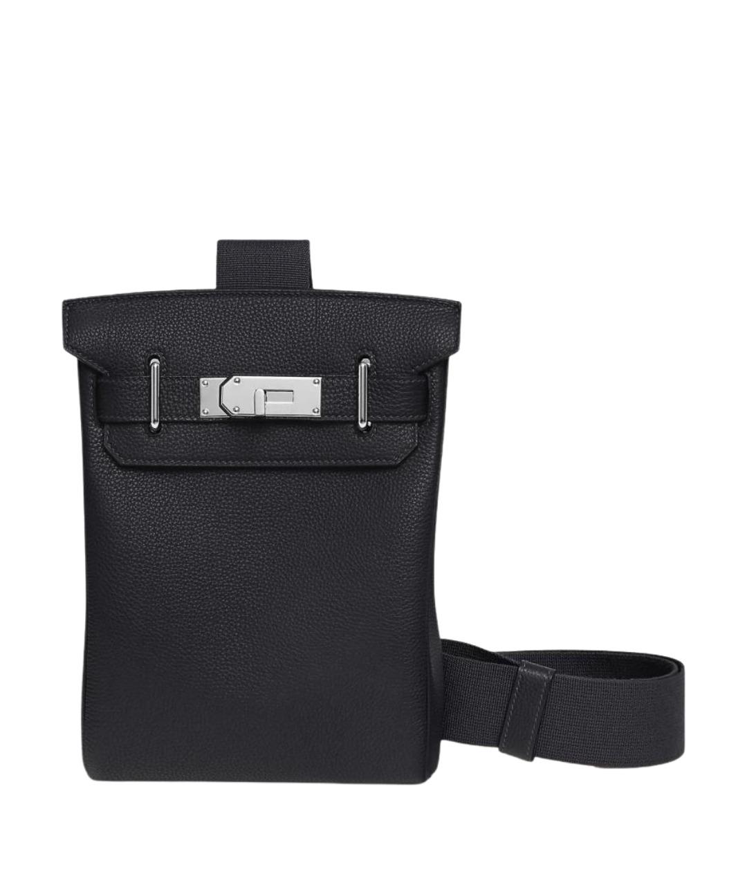 HERMES Черная кожаная сумка через плечо, фото 1