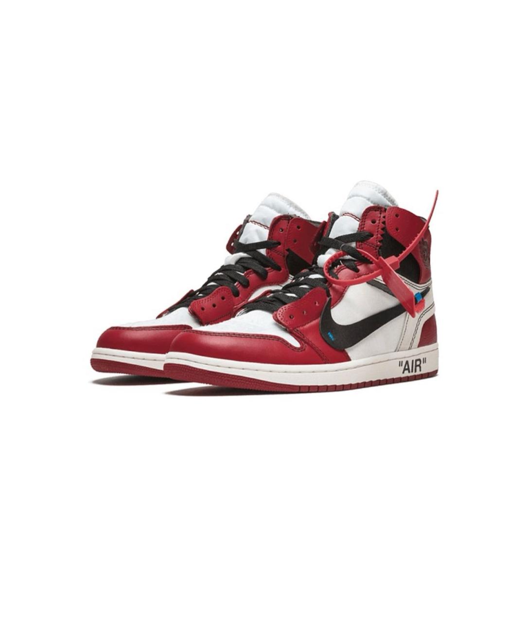 JORDAN Красные кожаные высокие кроссовки / кеды, фото 2