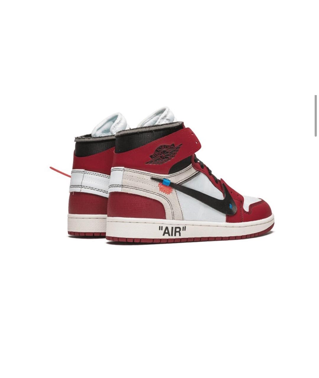 JORDAN Красные кожаные высокие кроссовки / кеды, фото 3