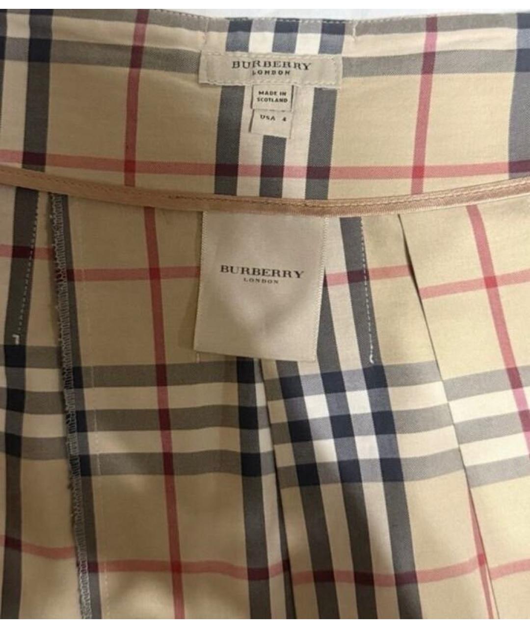 BURBERRY Бежевая хлопковая юбка мини, фото 3