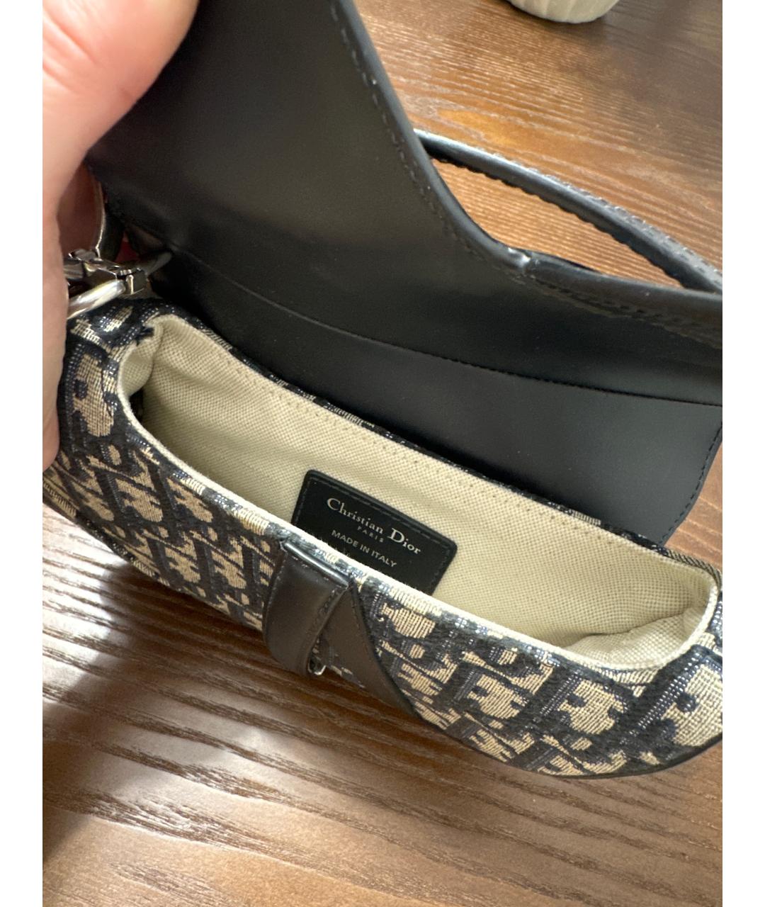 CHRISTIAN DIOR Темно-синяя кожаная сумка через плечо, фото 4