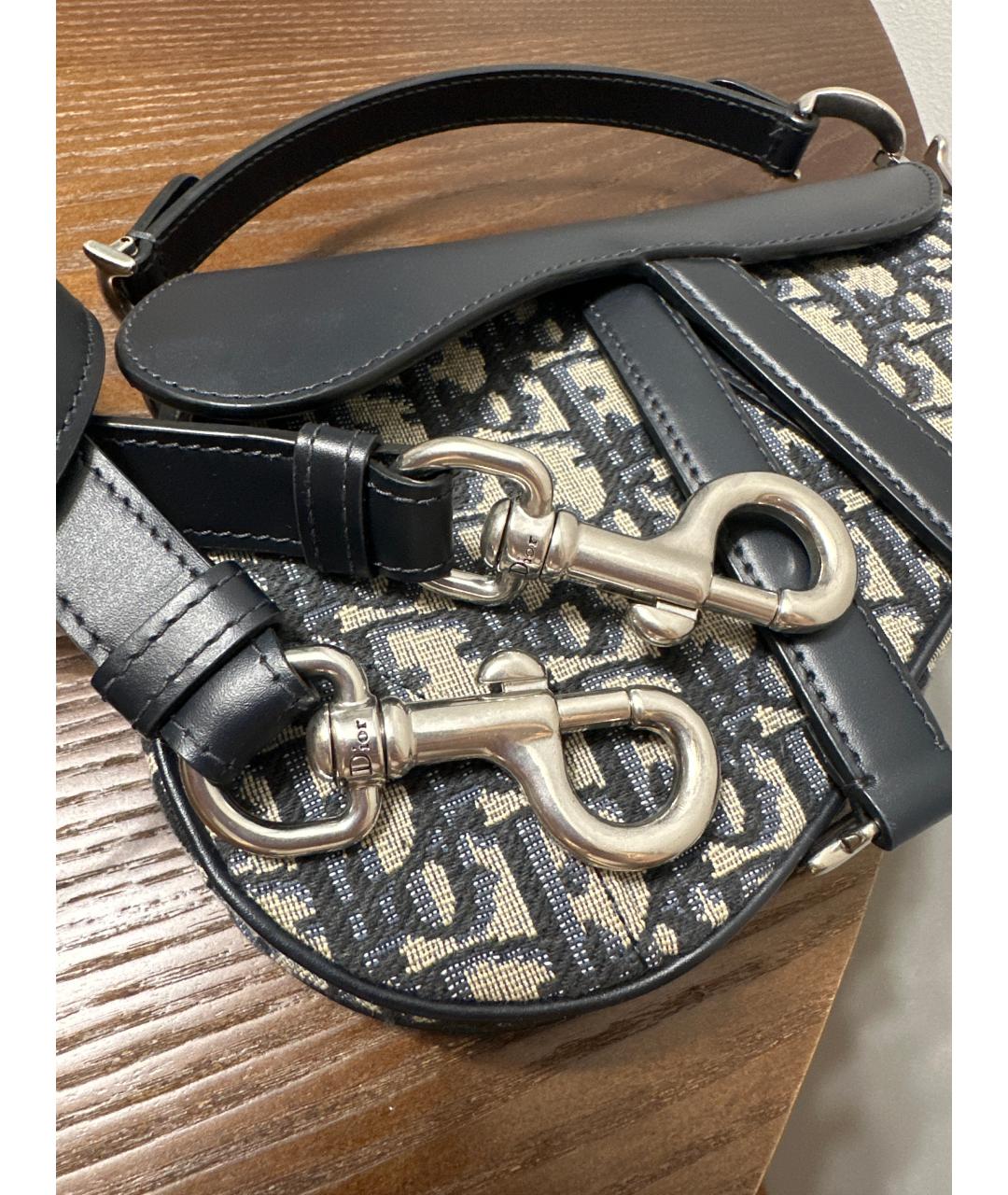 CHRISTIAN DIOR Темно-синяя кожаная сумка через плечо, фото 5