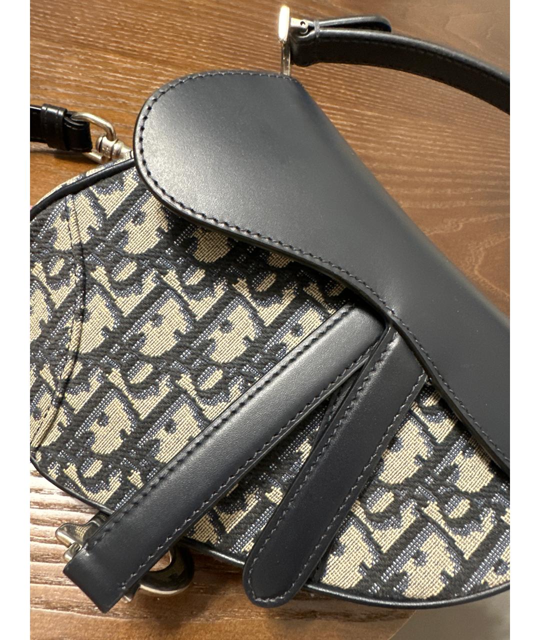 CHRISTIAN DIOR Темно-синяя кожаная сумка через плечо, фото 6