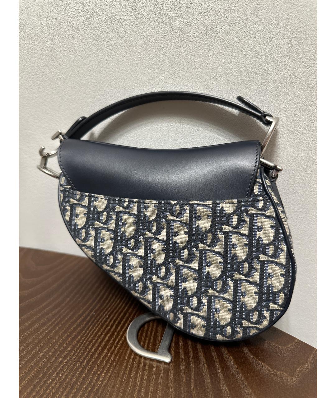 CHRISTIAN DIOR Темно-синяя кожаная сумка через плечо, фото 3