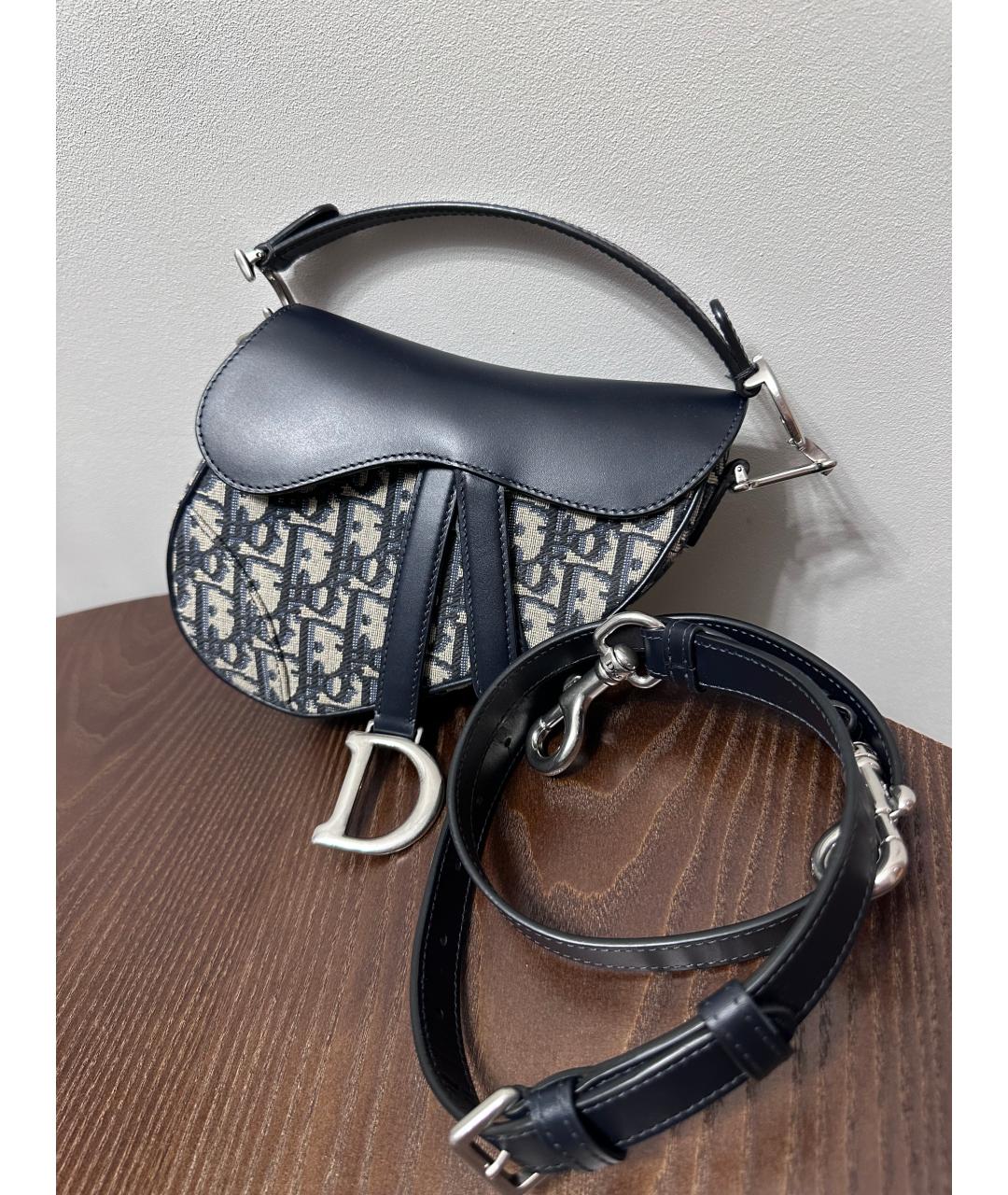 CHRISTIAN DIOR Темно-синяя кожаная сумка через плечо, фото 2
