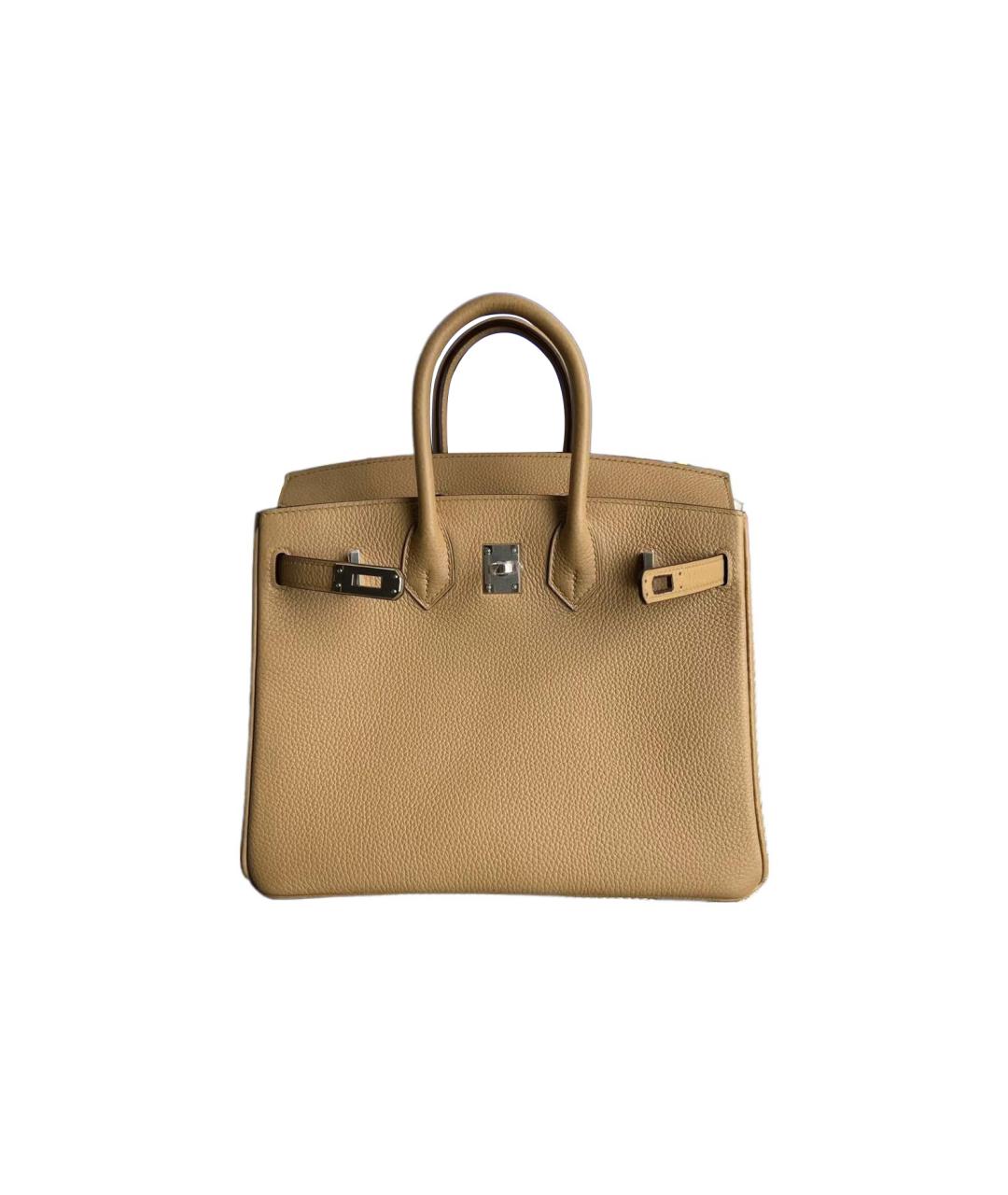 HERMES Бежевая кожаная сумка с короткими ручками, фото 2