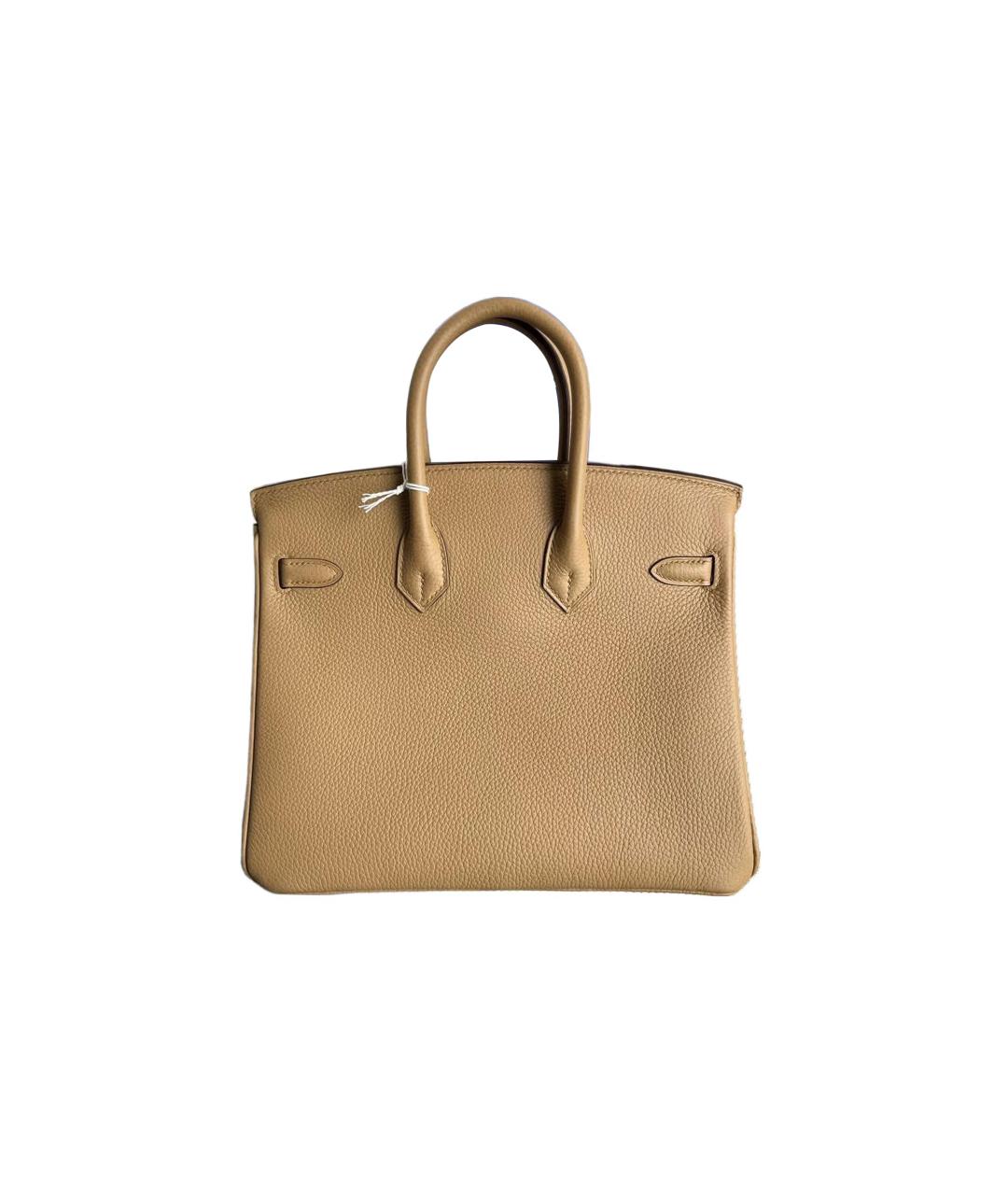 HERMES Бежевая кожаная сумка с короткими ручками, фото 3