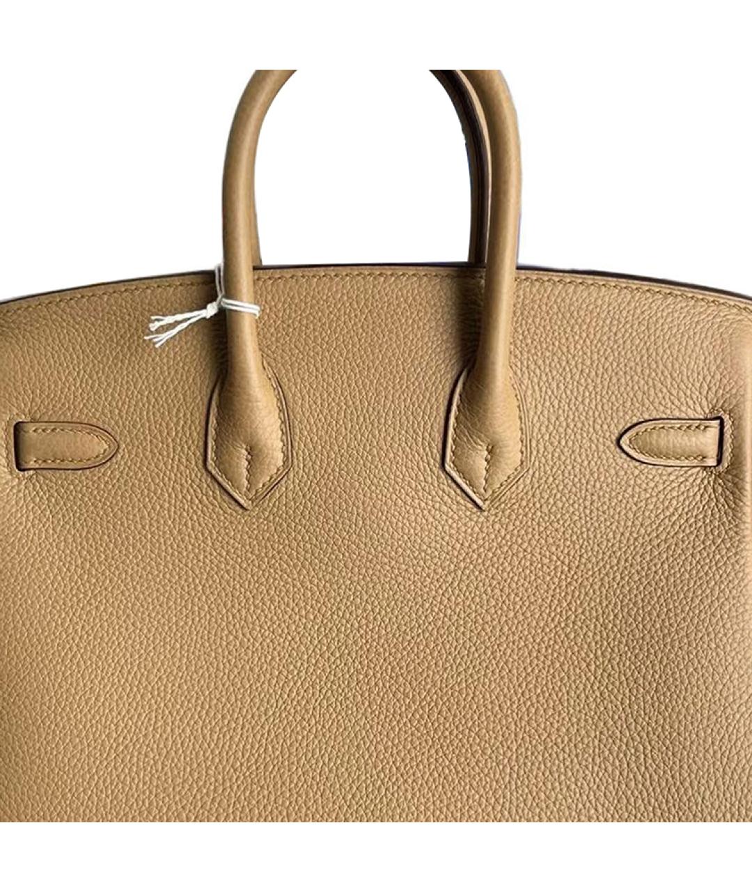 HERMES Бежевая кожаная сумка с короткими ручками, фото 5