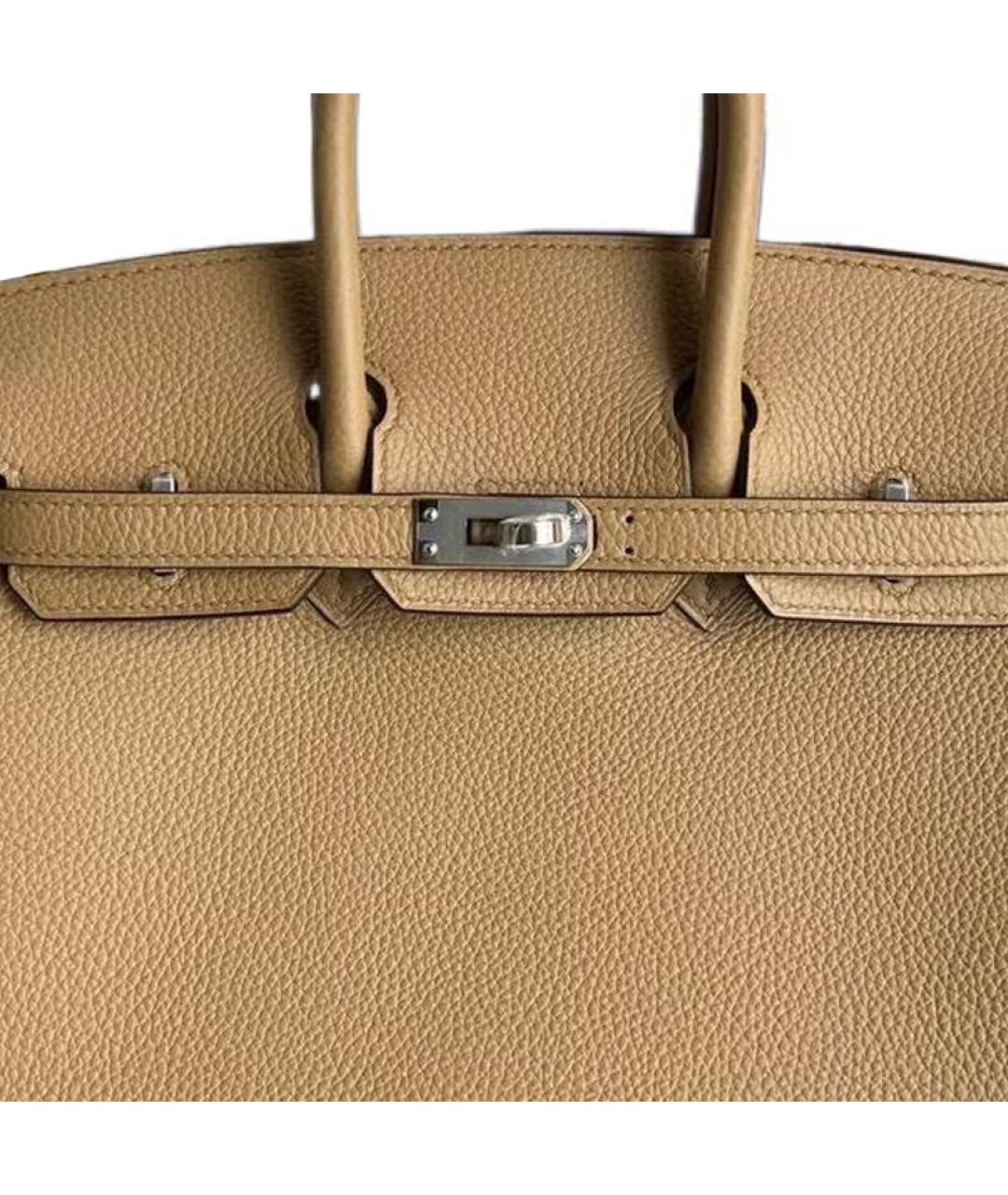 HERMES Бежевая кожаная сумка с короткими ручками, фото 4