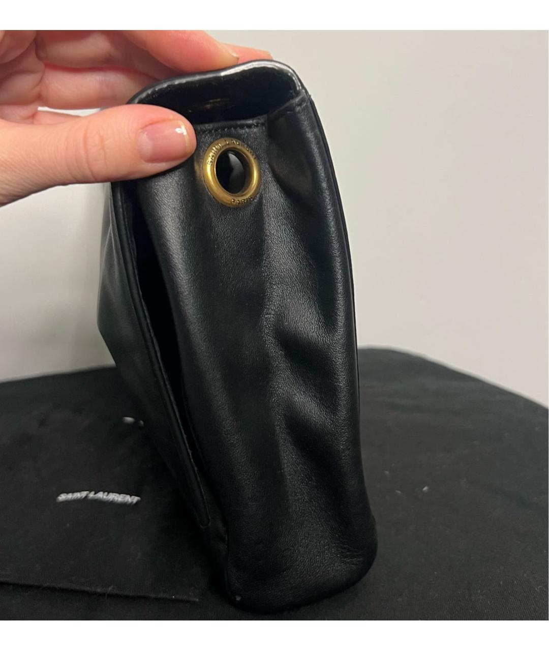 SAINT LAURENT Черная кожаная сумка через плечо, фото 5