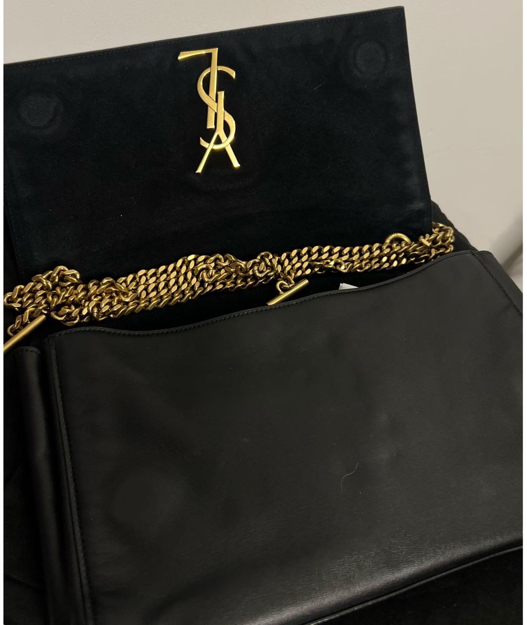 SAINT LAURENT Черная кожаная сумка через плечо, фото 3