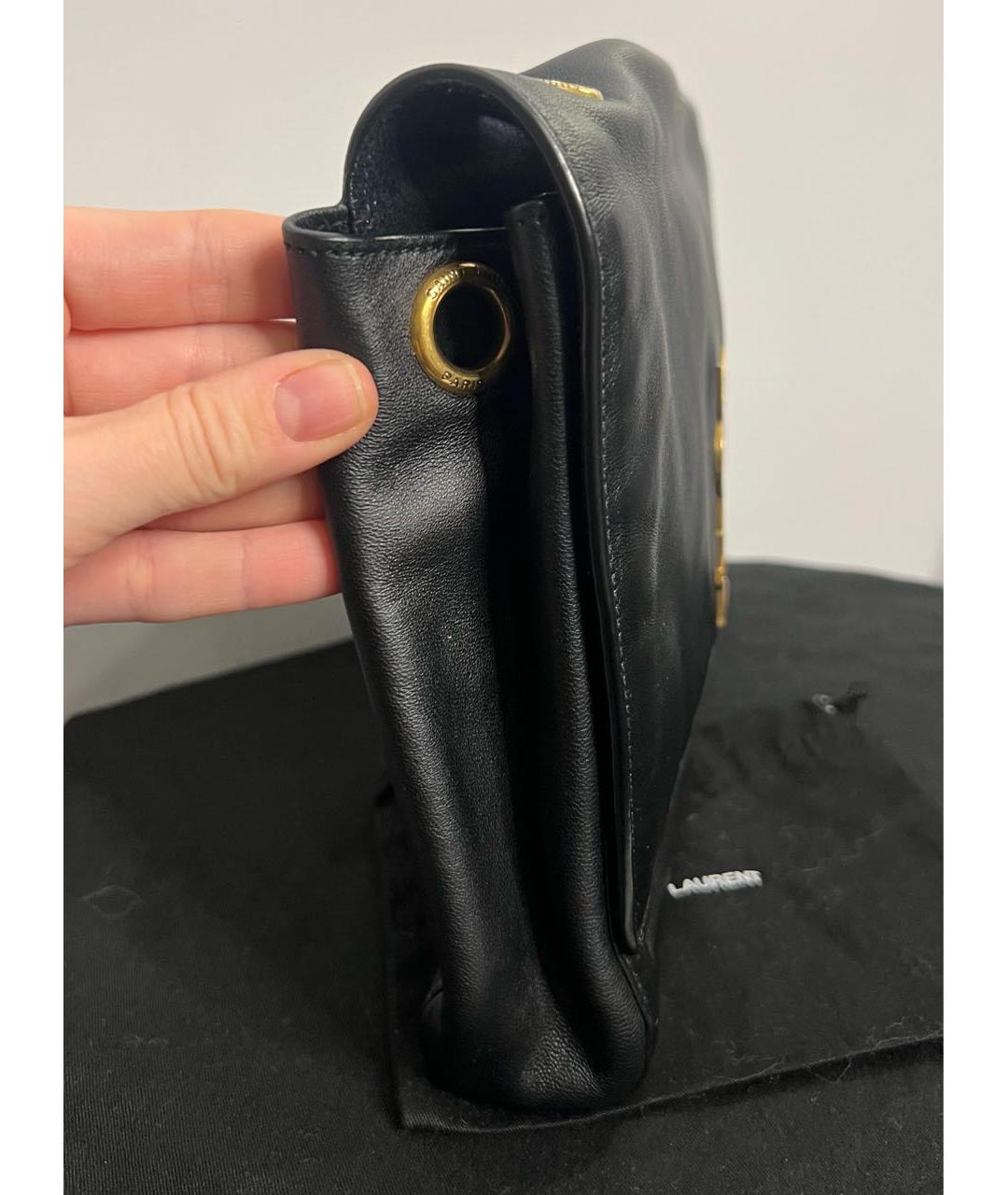SAINT LAURENT Черная кожаная сумка через плечо, фото 2