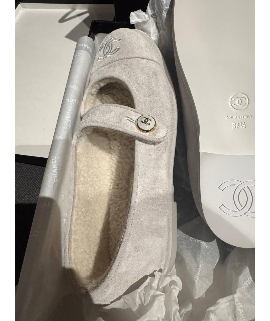 CHANEL Серые замшевые балетки, фото 8