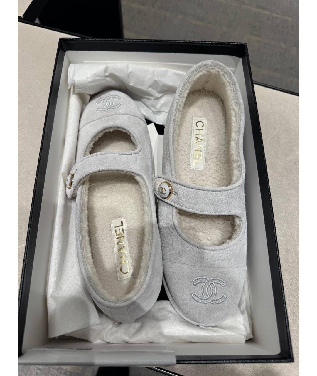 CHANEL Серые замшевые балетки, фото 6