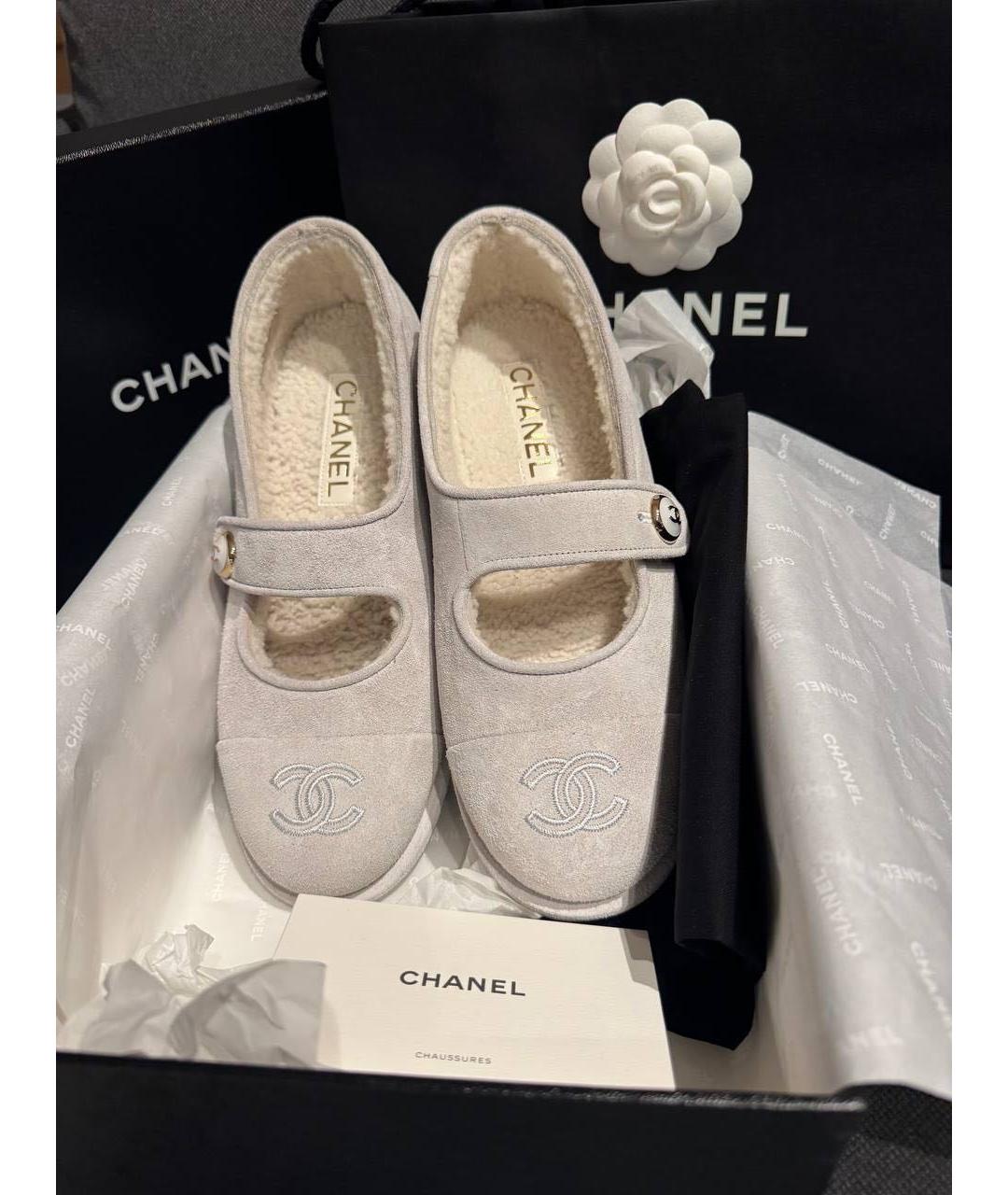 CHANEL Серые замшевые балетки, фото 2