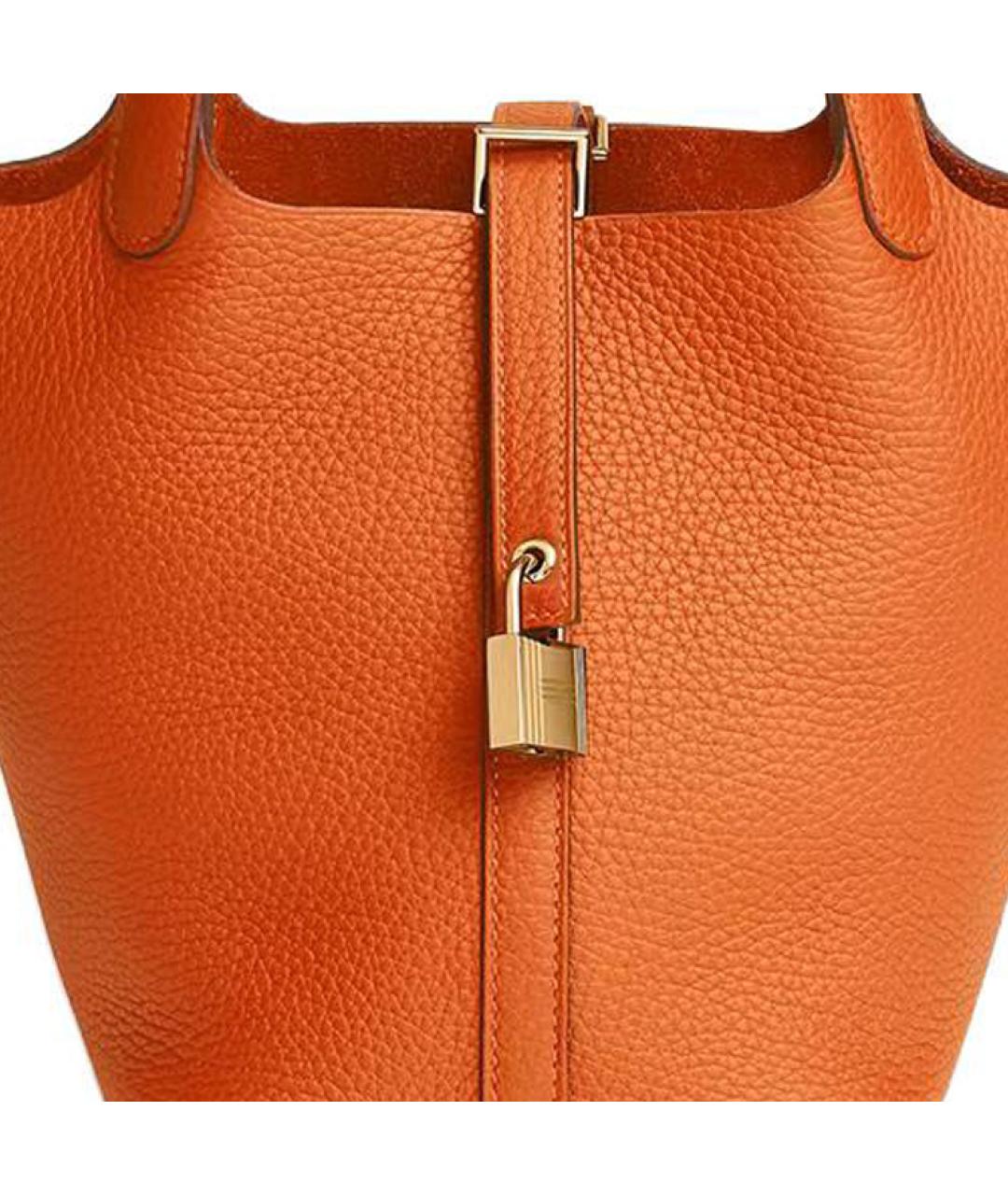 HERMES Оранжевая кожаная сумка через плечо, фото 5