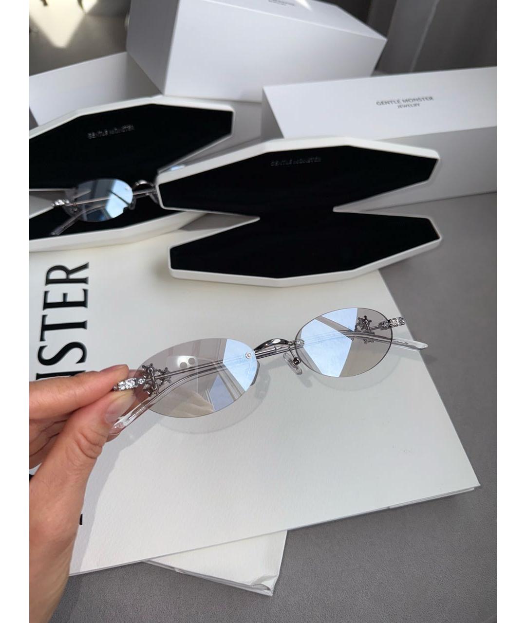 GENTLE MONSTER Серебряные металлические солнцезащитные очки, фото 5