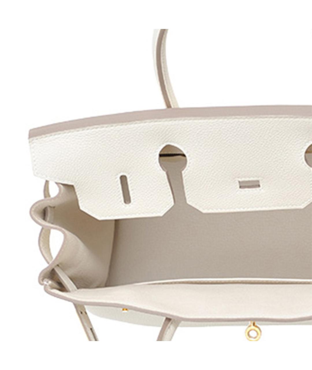 HERMES Белая кожаная сумка с короткими ручками, фото 5