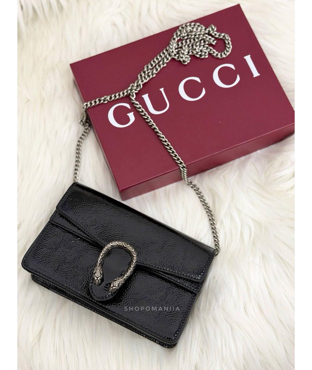 GUCCI Черная сумка через плечо из лакированной кожи, фото 3