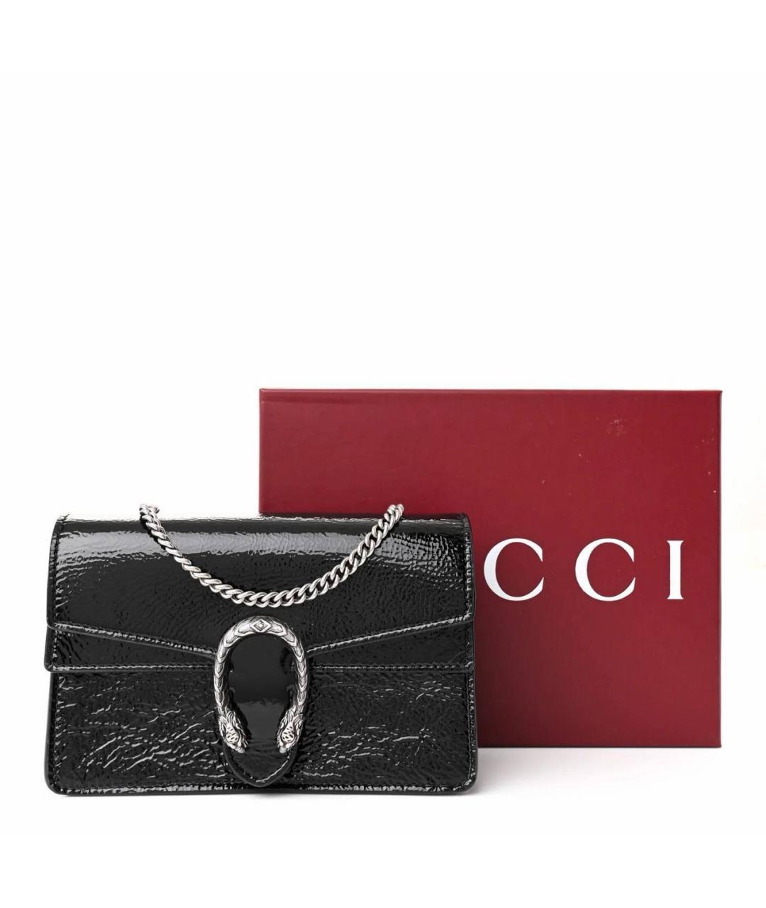 GUCCI Черная сумка через плечо из лакированной кожи, фото 6