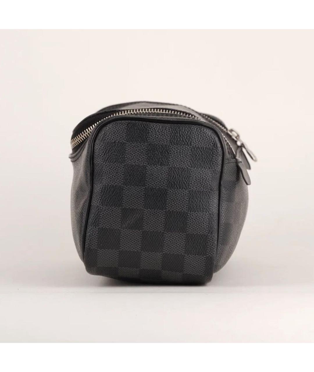 LOUIS VUITTON Черная кожаная косметичка, фото 3