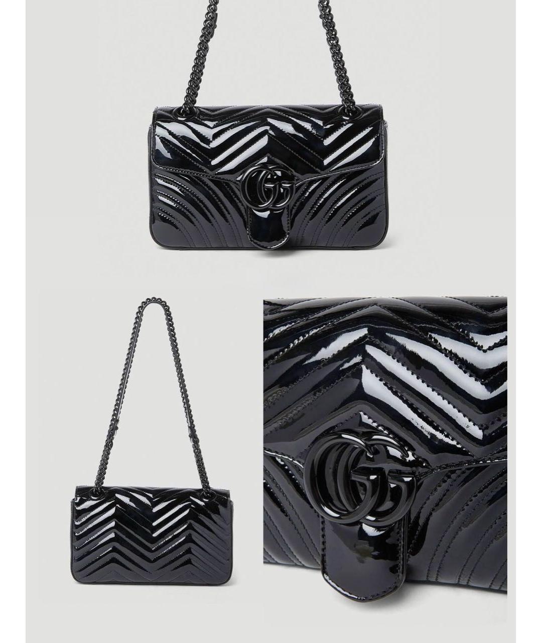 GUCCI Черная сумка через плечо из лакированной кожи, фото 3