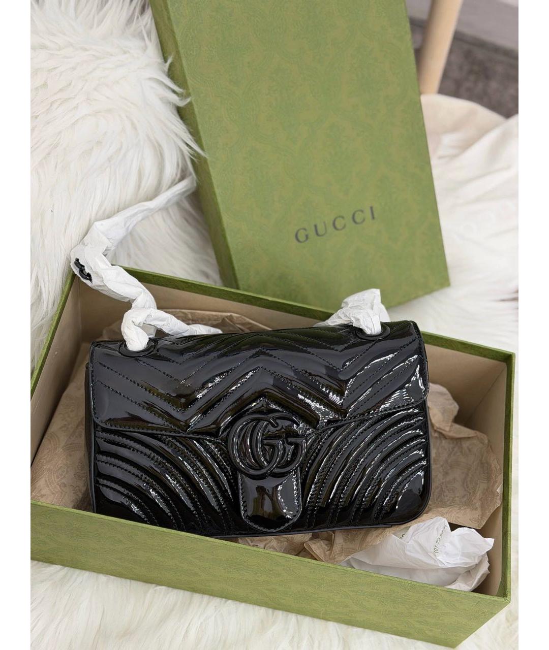 GUCCI Черная сумка через плечо из лакированной кожи, фото 4