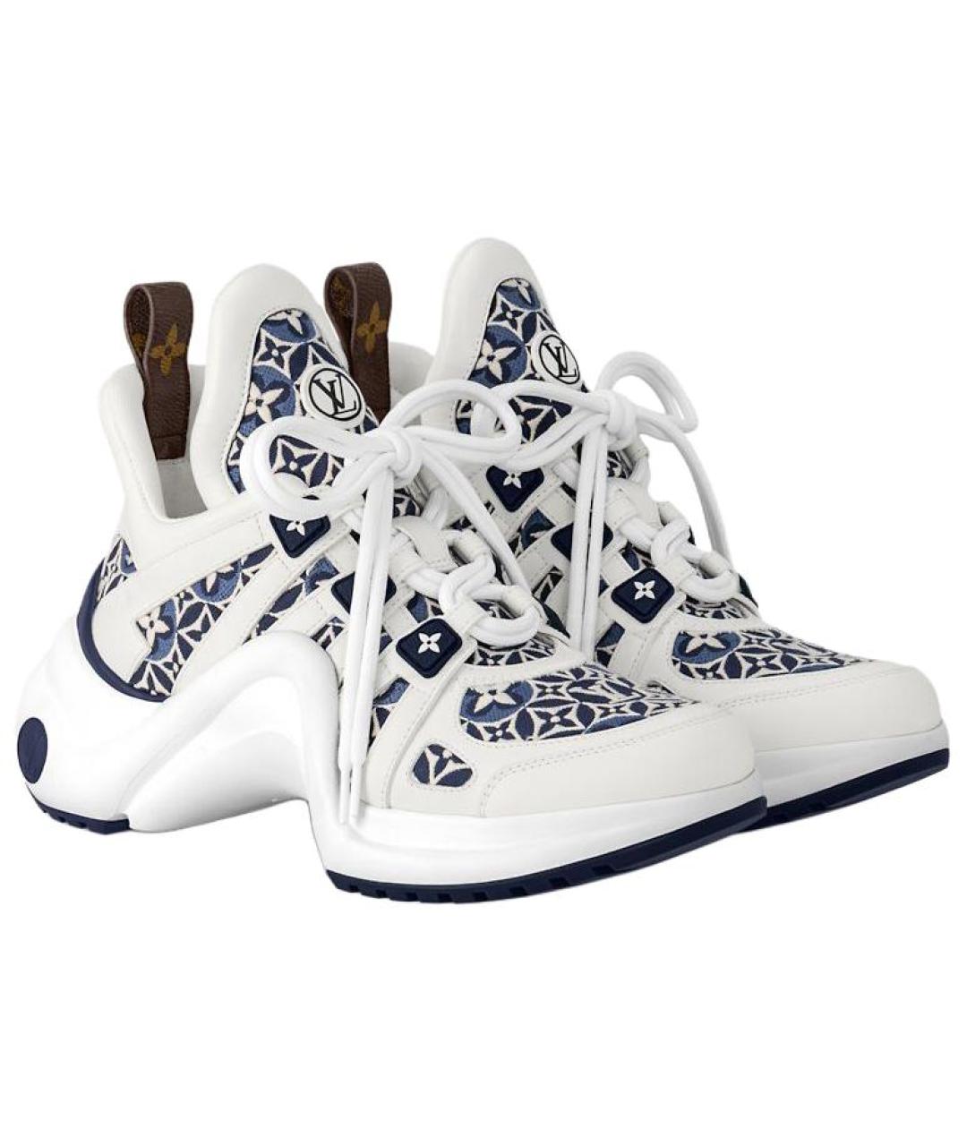 LOUIS VUITTON Синие кожаные кроссовки, фото 3