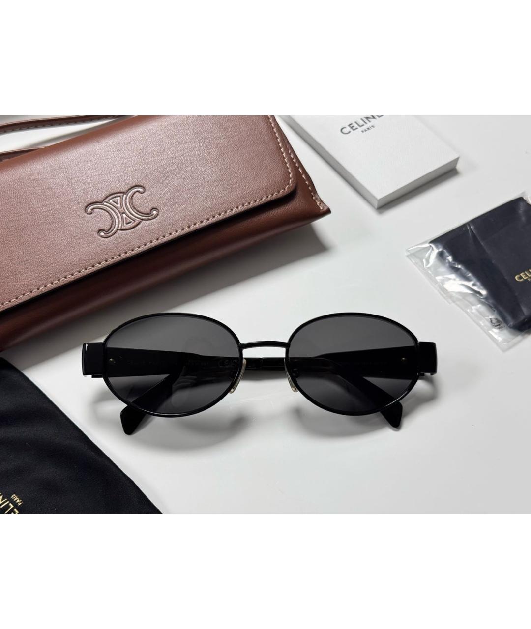 CELINE Черные металлические солнцезащитные очки, фото 2