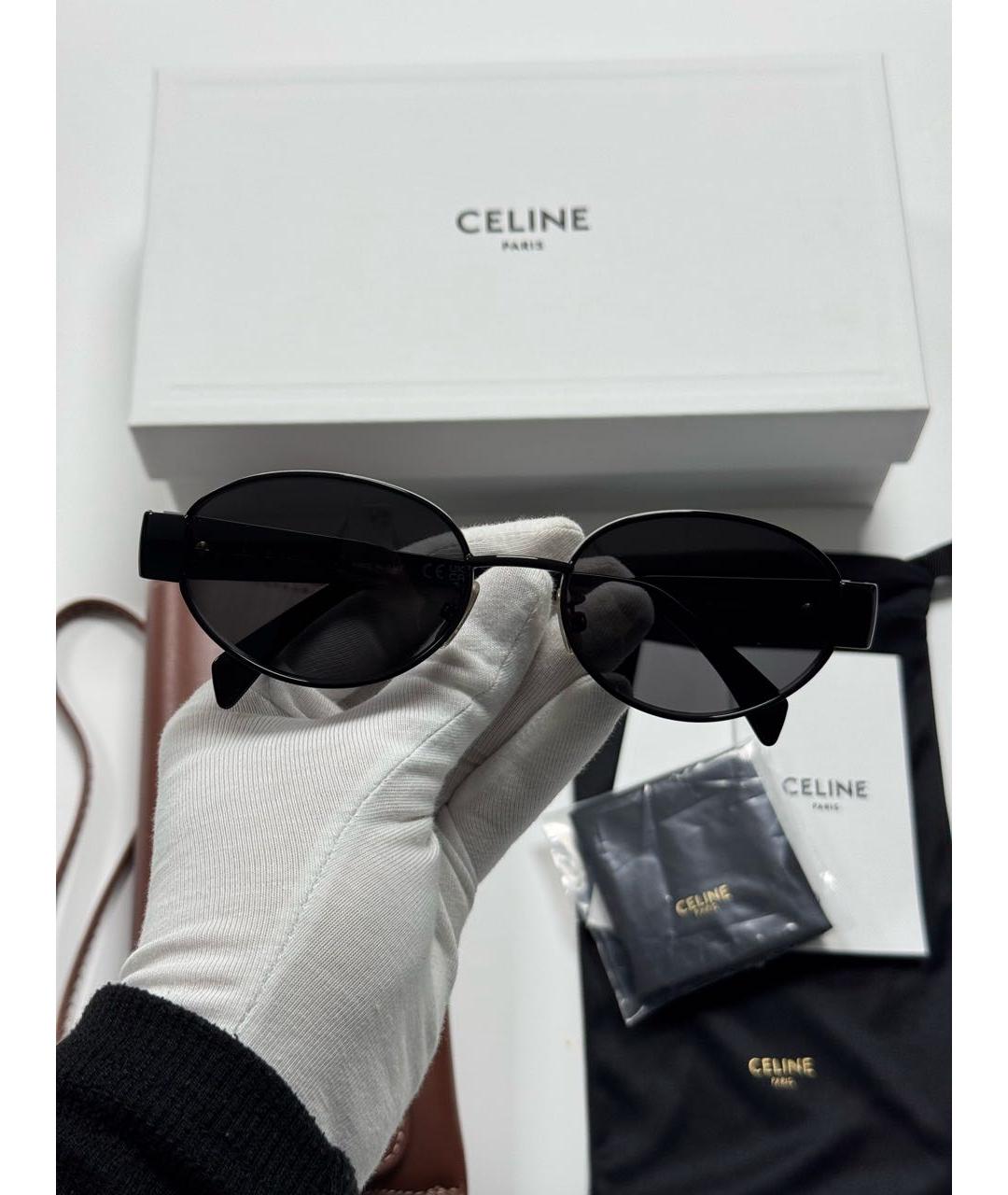 CELINE Черные металлические солнцезащитные очки, фото 6