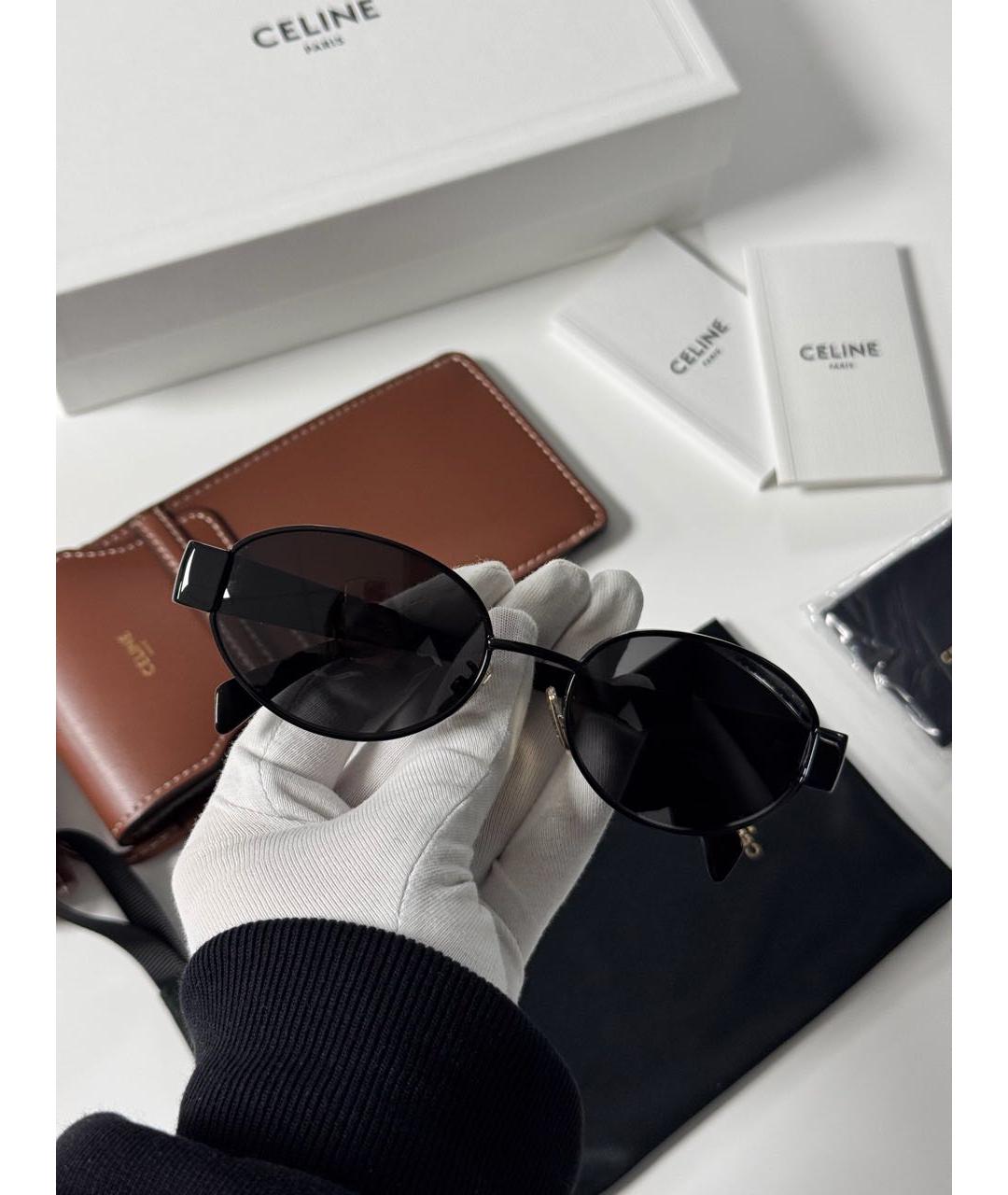 CELINE Черные металлические солнцезащитные очки, фото 3