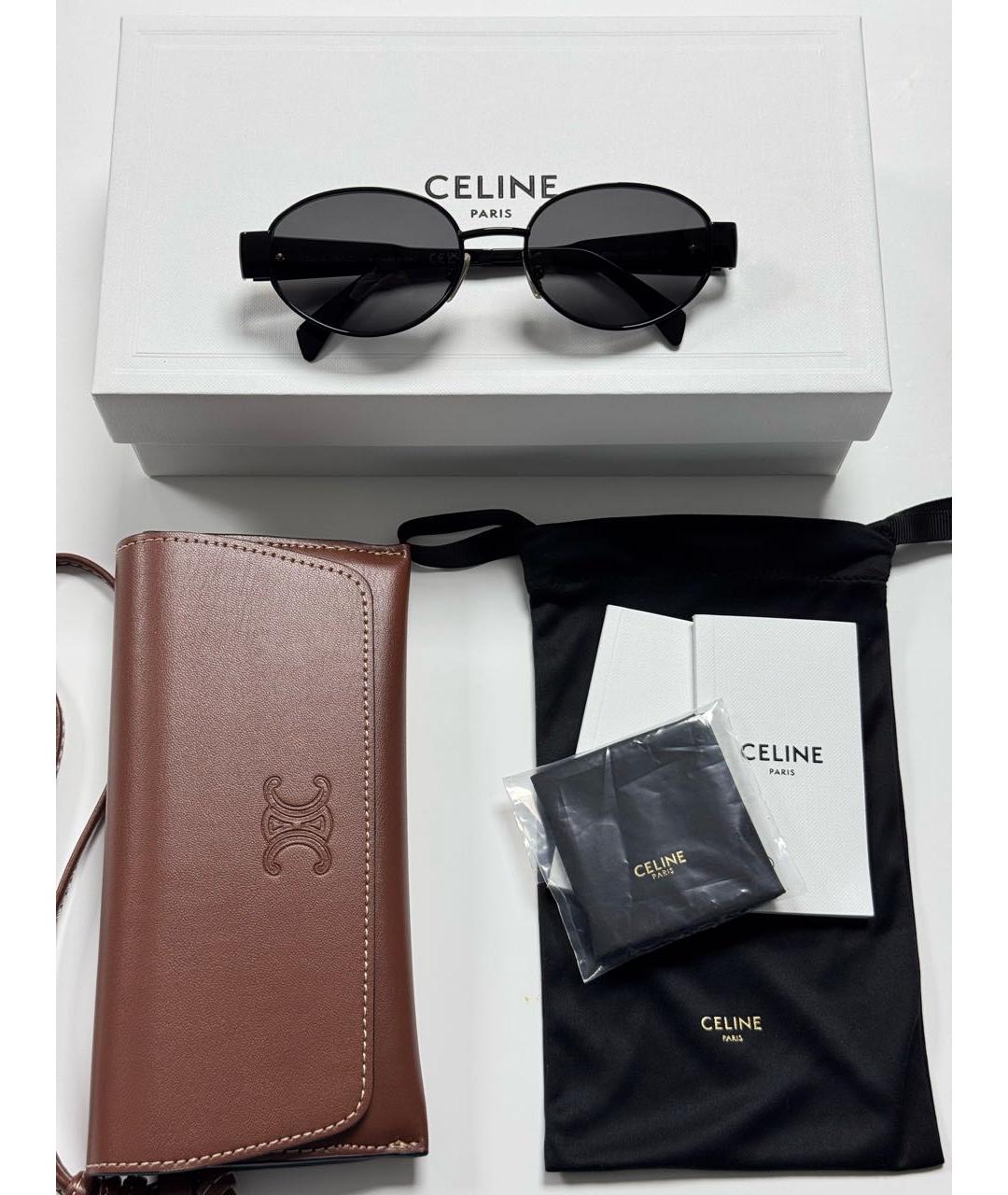 CELINE Черные металлические солнцезащитные очки, фото 5