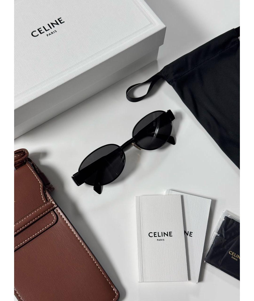 CELINE Черные металлические солнцезащитные очки, фото 2