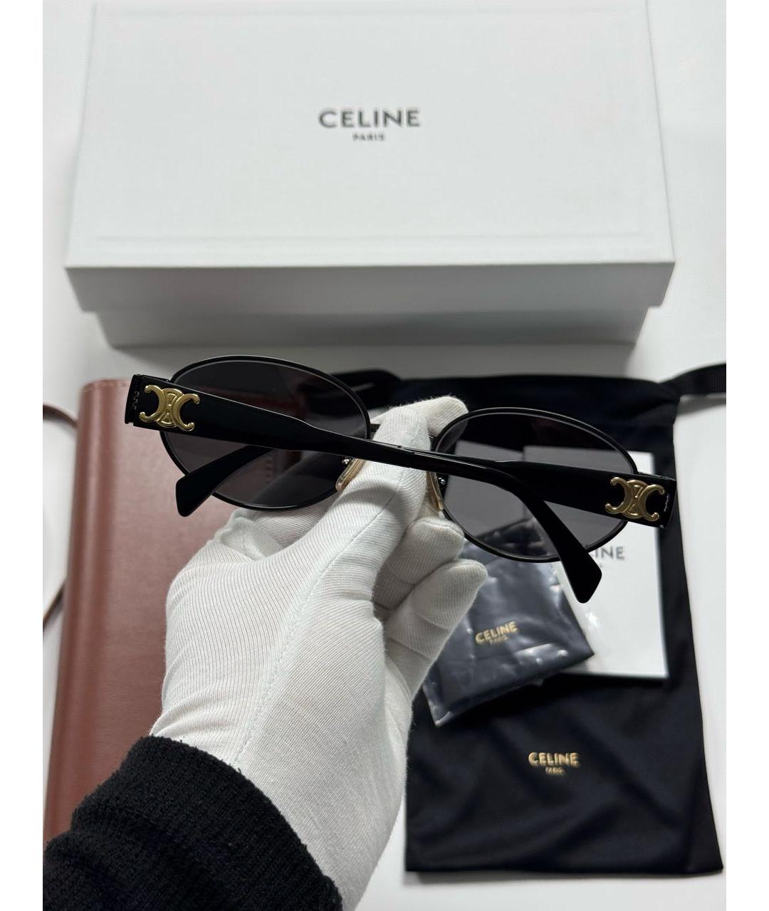CELINE Черные металлические солнцезащитные очки, фото 7