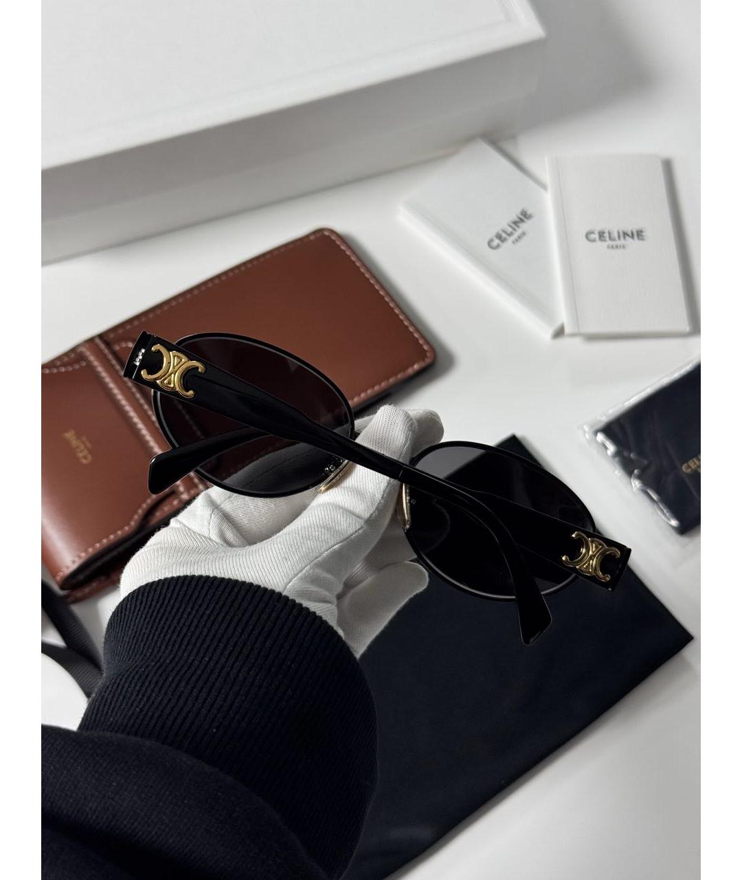 CELINE Черные металлические солнцезащитные очки, фото 8