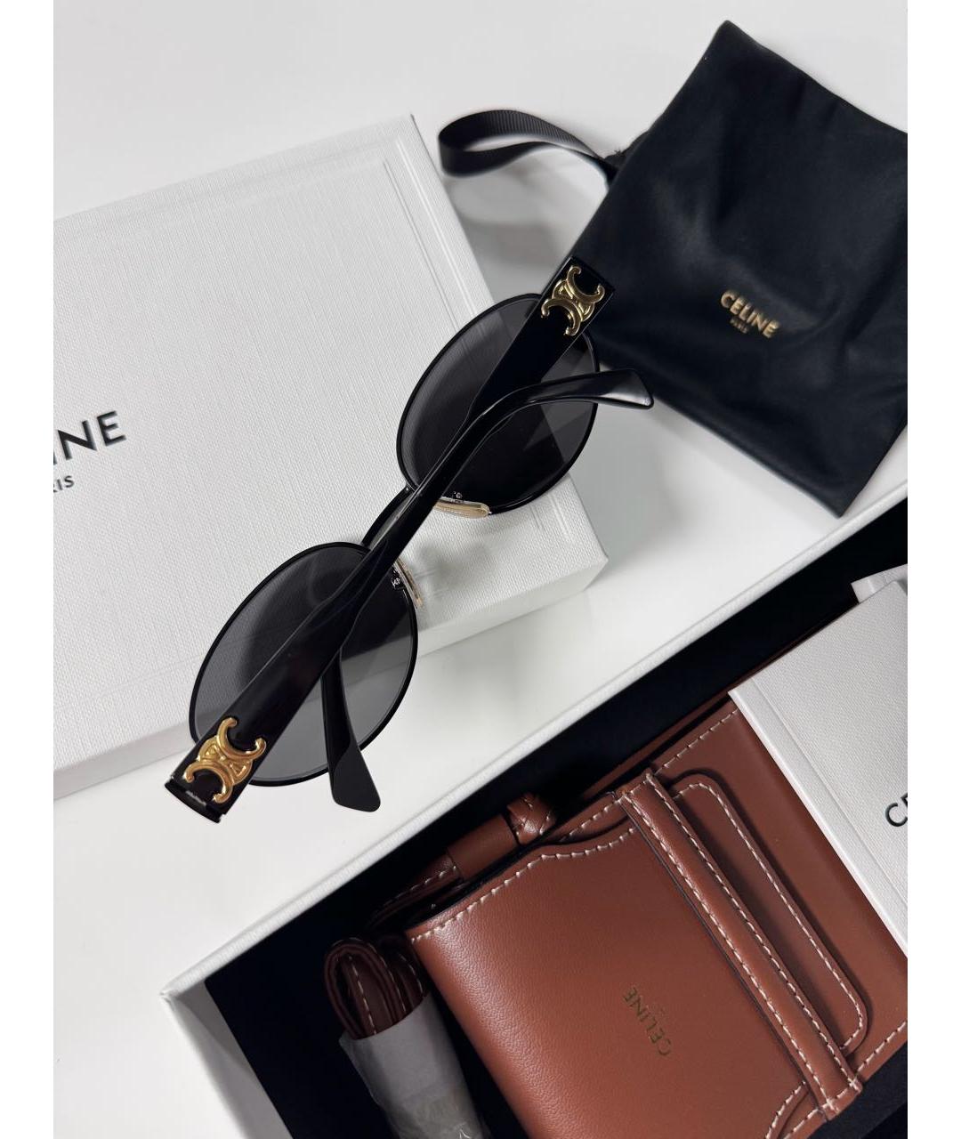 CELINE Черные металлические солнцезащитные очки, фото 5
