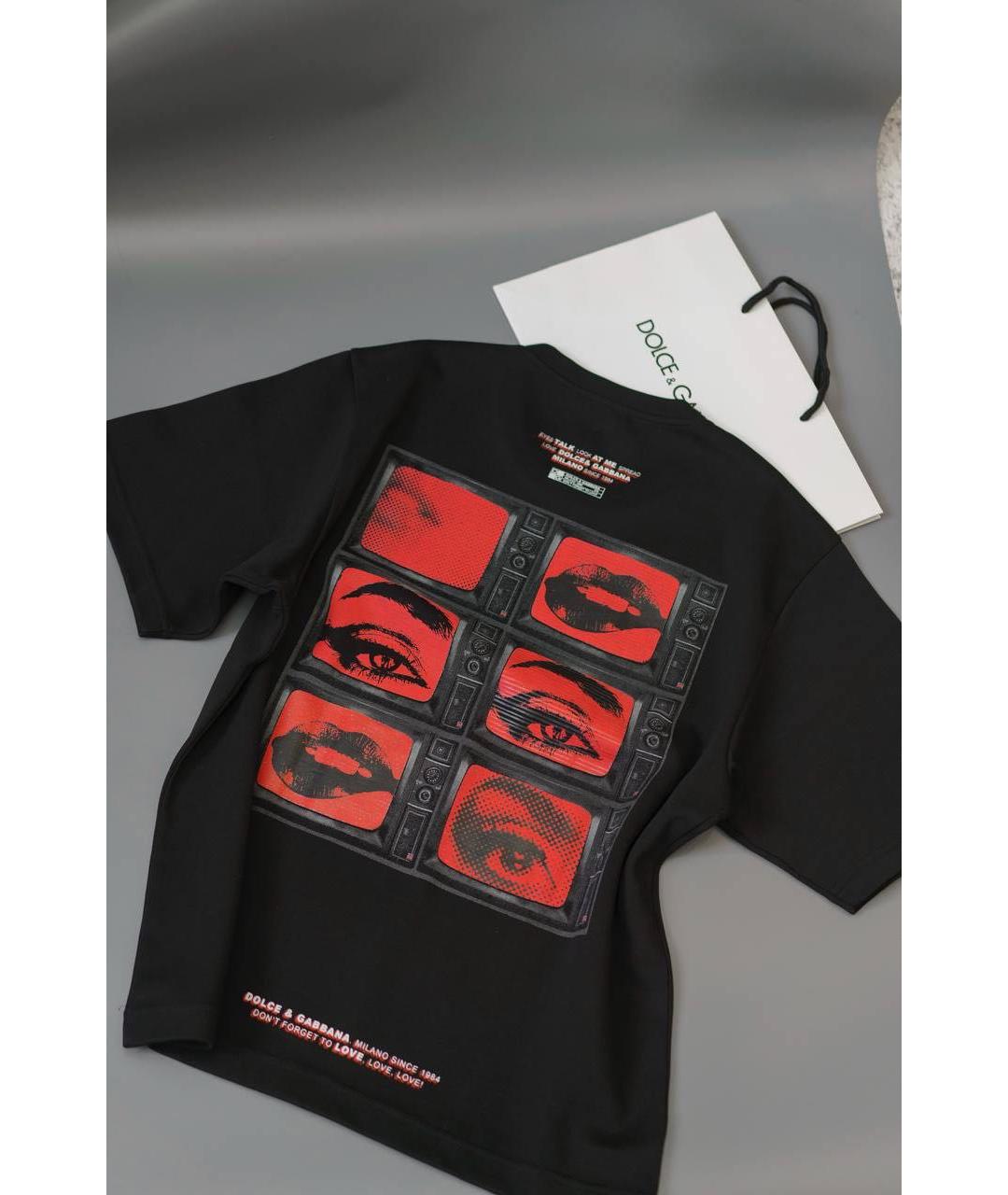 DOLCE&GABBANA Черная хлопковая футболка, фото 2