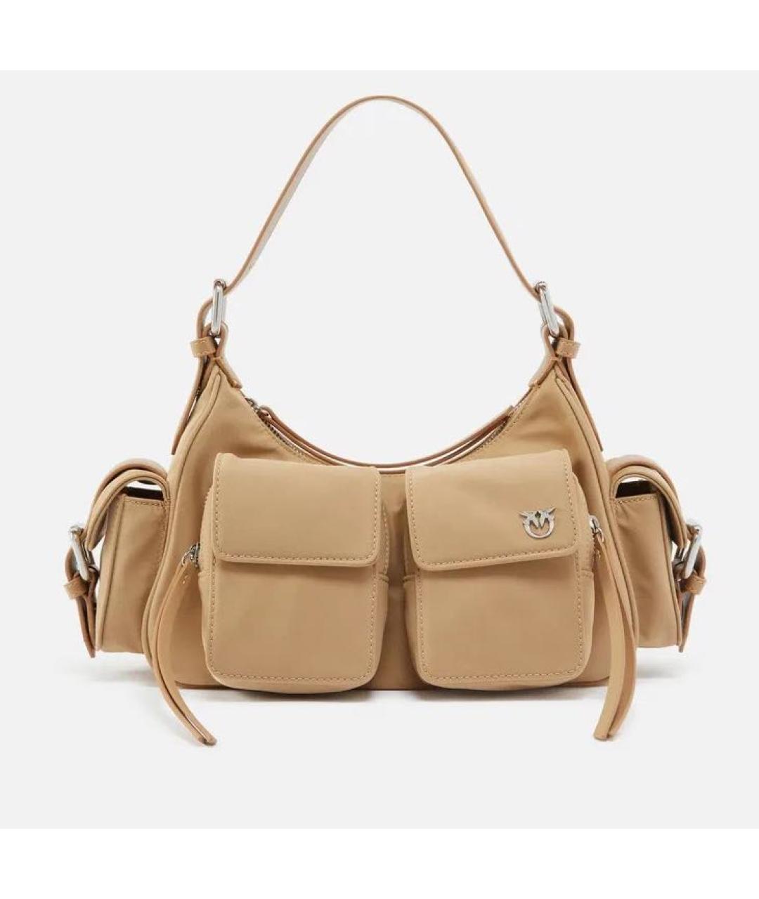 PINKO Бежевая кожаная сумка через плечо, фото 8