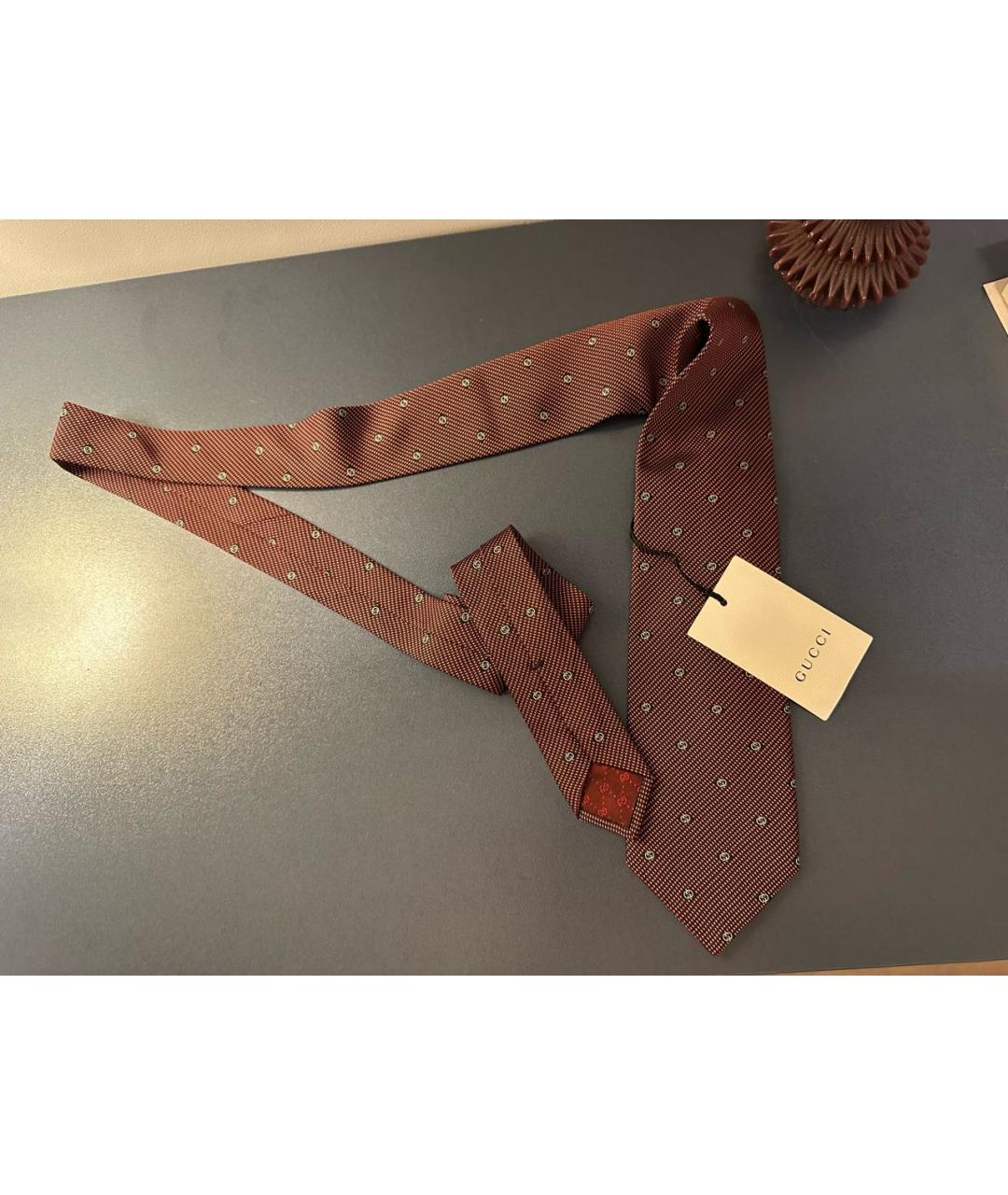 GUCCI Бордовый шелковый галстук, фото 2