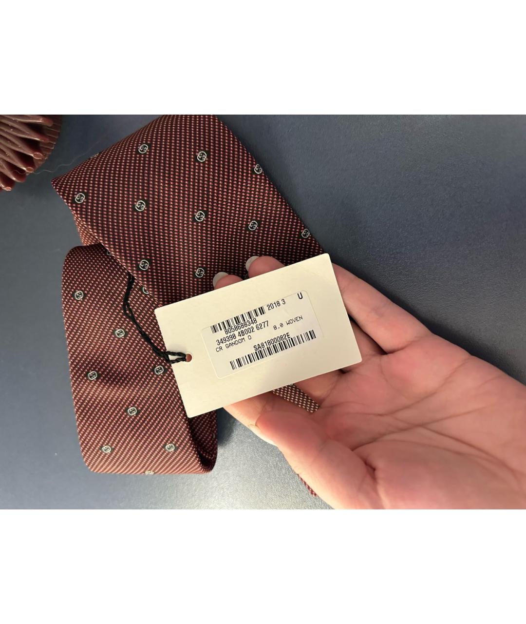 GUCCI Бордовый шелковый галстук, фото 6