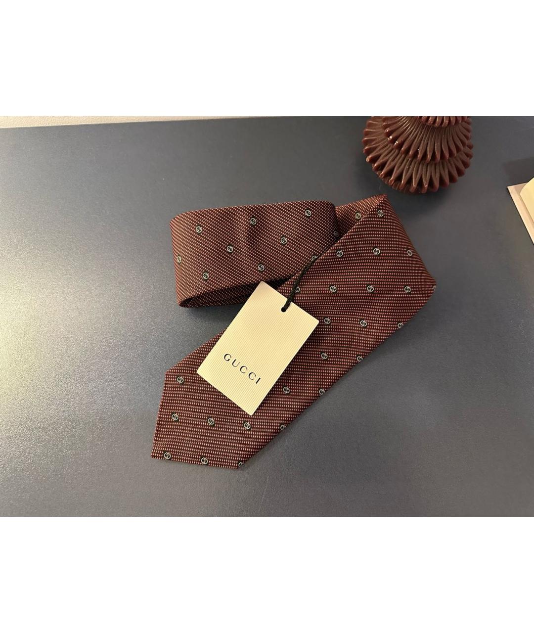 GUCCI Бордовый шелковый галстук, фото 8