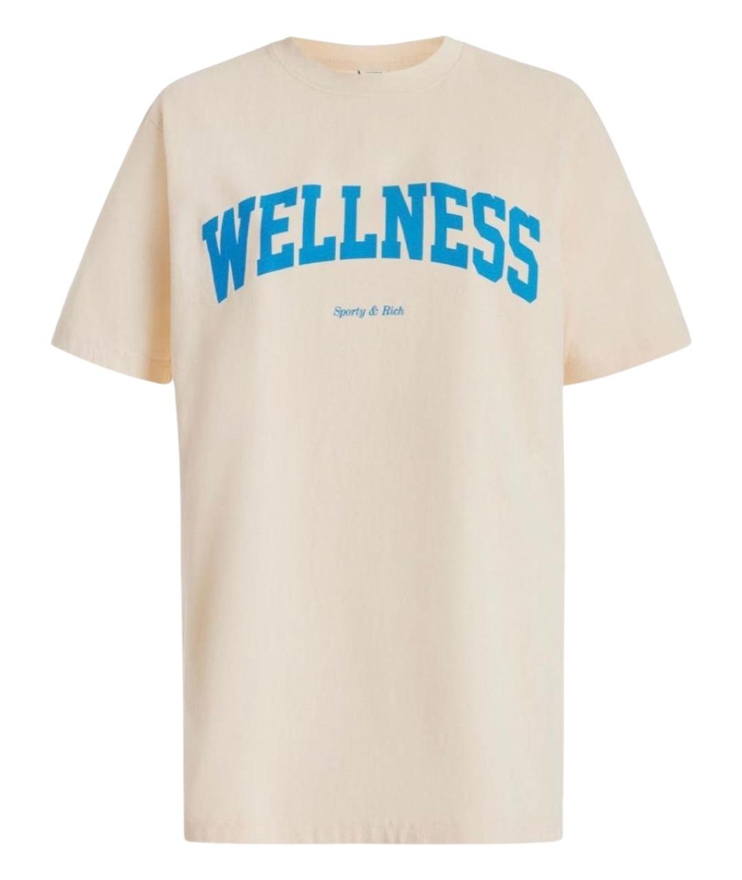 SPORTY AND RICH Бежевая хлопковая футболка, фото 1