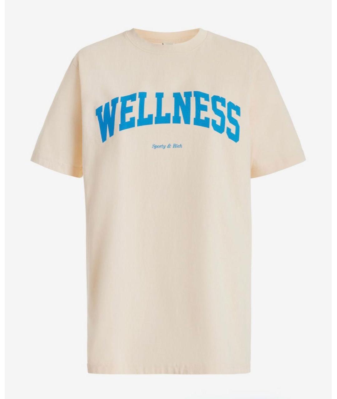 SPORTY AND RICH Бежевая хлопковая футболка, фото 3