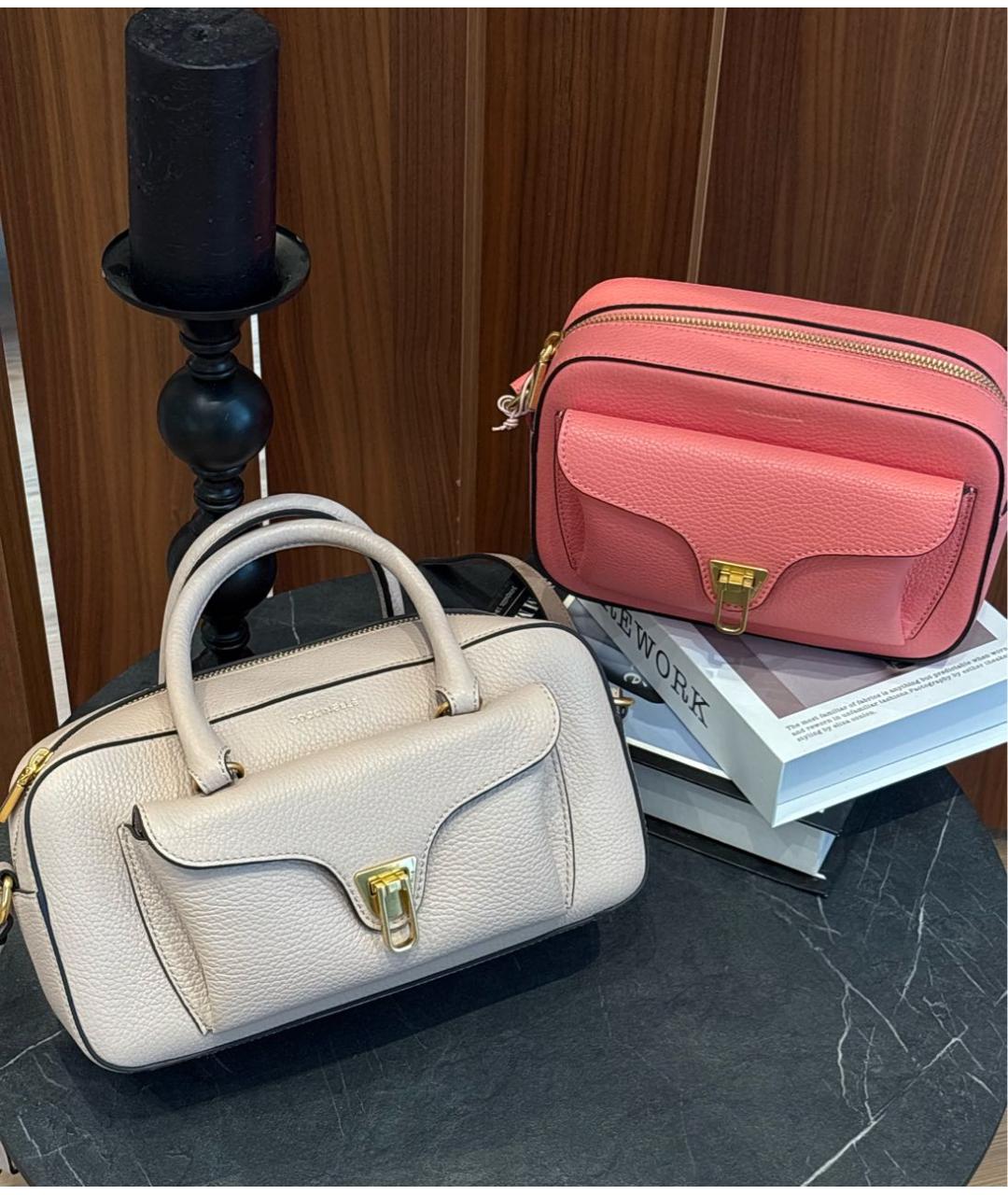 COCCINELLE Бежевая кожаная сумка через плечо, фото 2